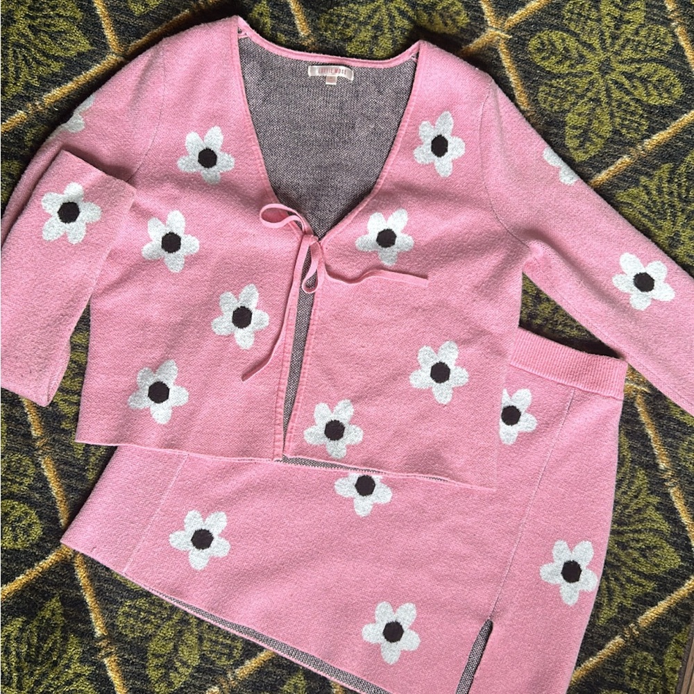 Pink Daisy Knit Two-Piece Set